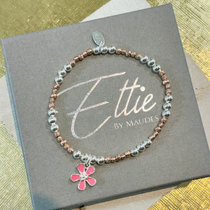 Ettie Silver and Rose Bracelet | Pink Flower