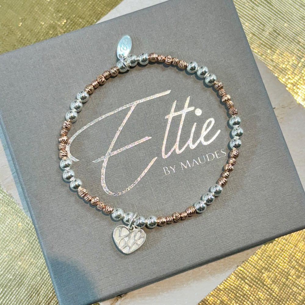 Ettie Silver and Rose Bracelet | ‘Love’ Heart