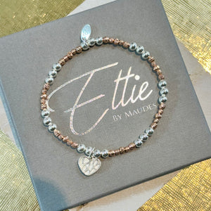 Ettie Silver and Rose Bracelet | ‘Love’ Heart