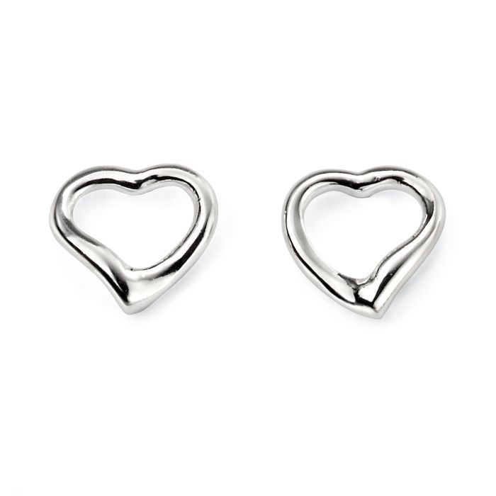 Sterling Silver Small Open Heart Stud Earrings