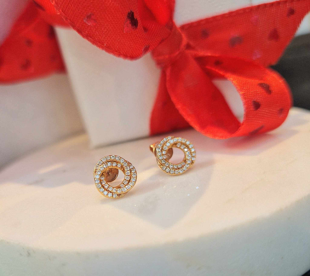 9ct Rose Gold and Diamond Knot Earrings