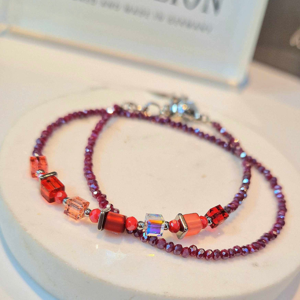 Coeur De Lion | Joyful Colours Wrap Bracelet | Silver Red