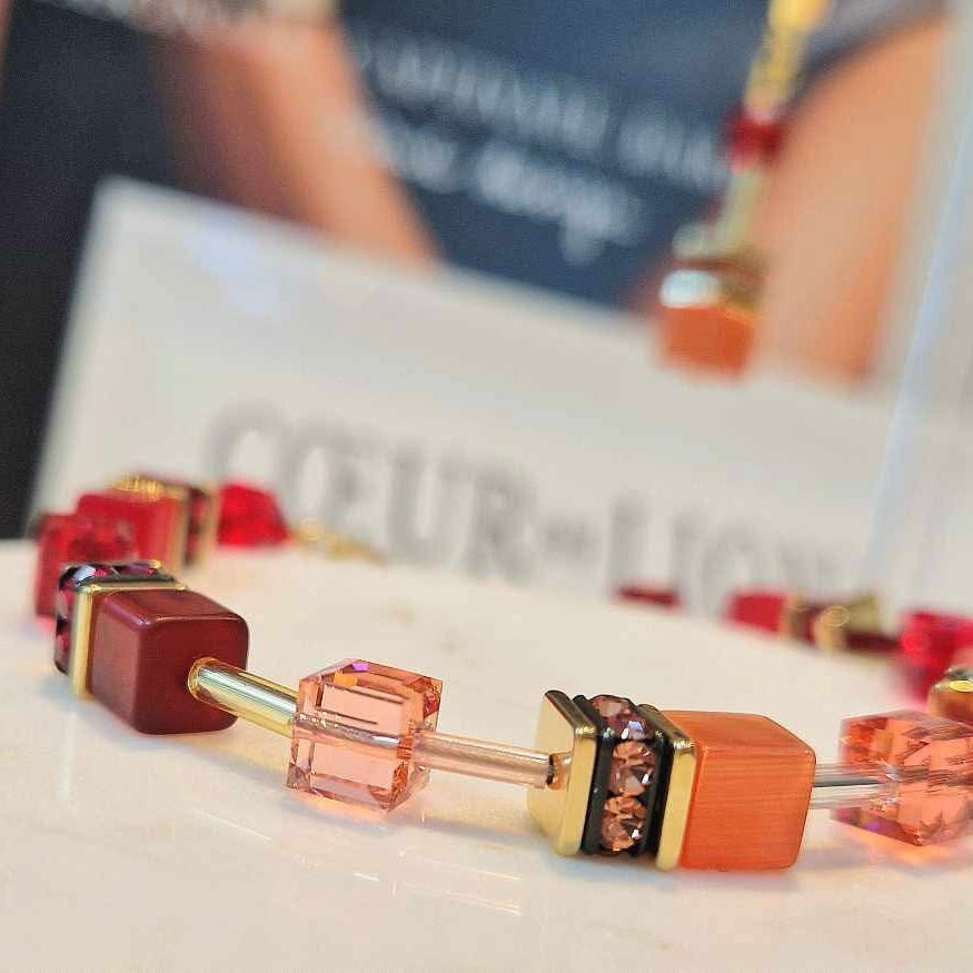 Coeur De Lion | Geocube Iconic Bracelet Gold Red