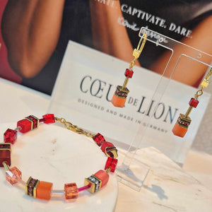 Coeur De Lion | Geocube Iconic Earrings Gold Red