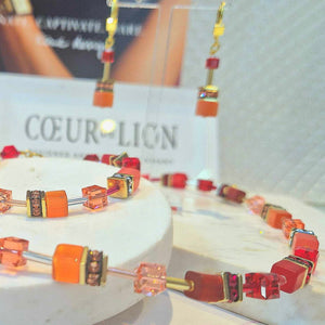 Coeur De Lion | Geocube Iconic Necklace Gold Red