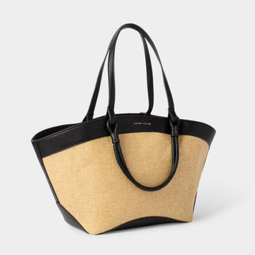 Katie Loxton | Riviera Raffia Tote Bag in Black