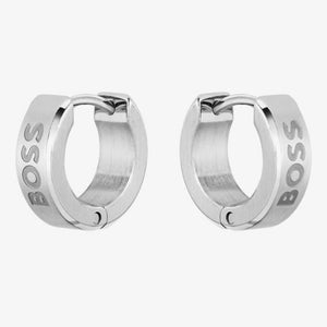 Boss | Odell Silver Logo Small Hoop Earrings