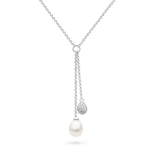 Kit Heath | Coast Pebble Glisten Pavé & Pearl Lariat Style Necklace