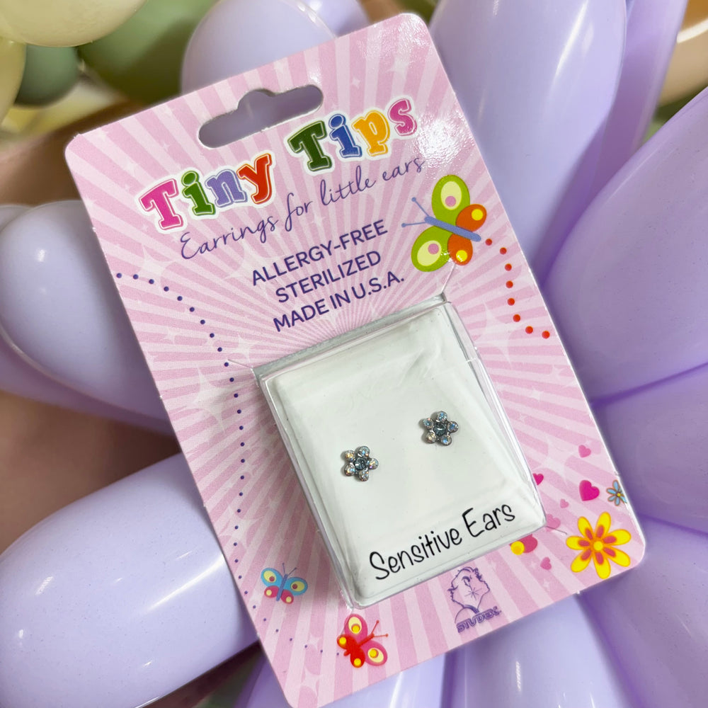 Studex Tiny Tips Daisy AB Crystal March Aquamarine Stud Earrings