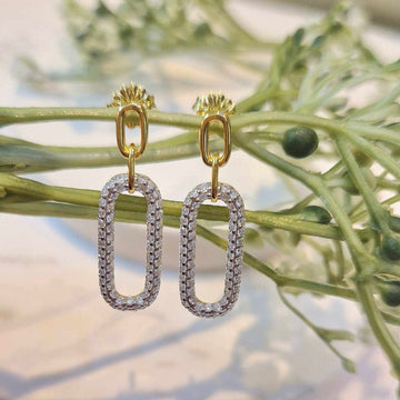 Real Effect | Gold Plated Sterling Silver CZ Oblong Earrings