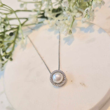 Real Effect | Sterling Silver & CZ Pearl Necklace