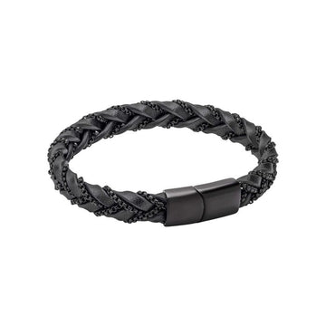 Fred Bennett | Chain Plait Black Leather Bracelet