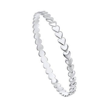 Sterling Silver Heart Sequence 6mm Bangle