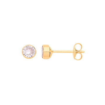 9ct Yellow Gold 4mm CZ Stud Earrings