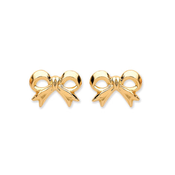 9ct Yellow Gold Bow Stud Earrings