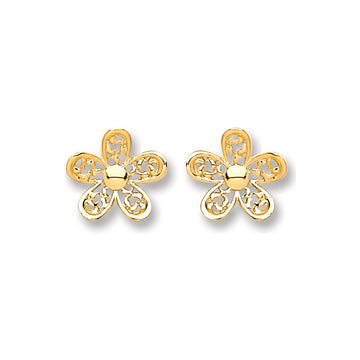 9ct Yellow Gold Flower Stud Earrings