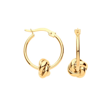 9ct Yellow Gold 18mm Knot Hoop Earrings