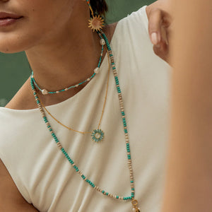 Mishky | Adjustable Beaded Fringe Sun Necklace - Small