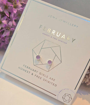 Joma Jewellery | February Amethyst Birthstone Boxed Earrings