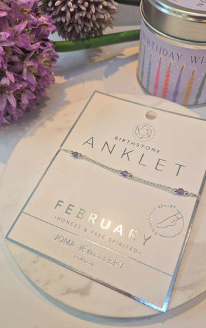 Joma Jewellery Birthstone Anklet - February Amethyst