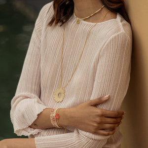 Mishky | Adjustable Necklace With Beaded Fringe Sun - Large