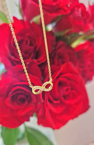 CZ Gold Plate Infinity 16” Necklace