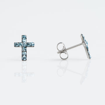 Studex | Sensitive Aquamarine Cross Stud Earrings