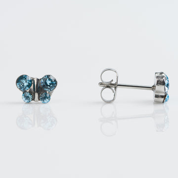Studex | Sensitive March Aquamarine Butterfly Stud Earrings