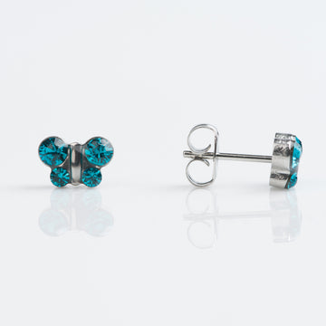 Studex | Sensitive December Blue Zircon Butterfly Stud Earrings