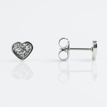 Studex | Sensitive Clear Glitter Heart Stud Earrings