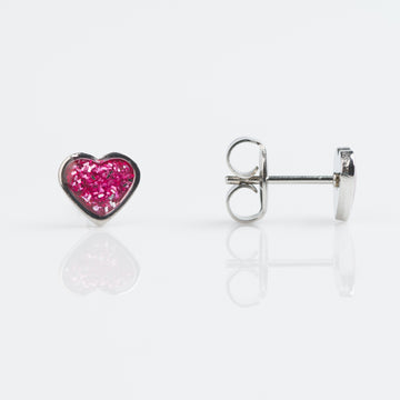Studex | Sensitive Pink Glitter Heart Stud Earrings