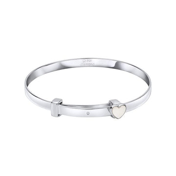 D For Diamond | Mother Of Pearl Heart Expandable Bangle