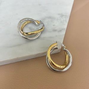 9ct Yellow and White Gold Hoop Earrings