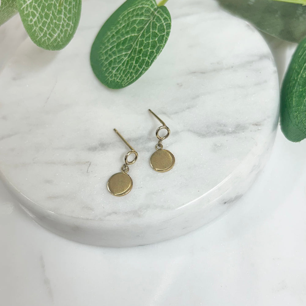 9ct Yellow Gold Circle Drop Earrings