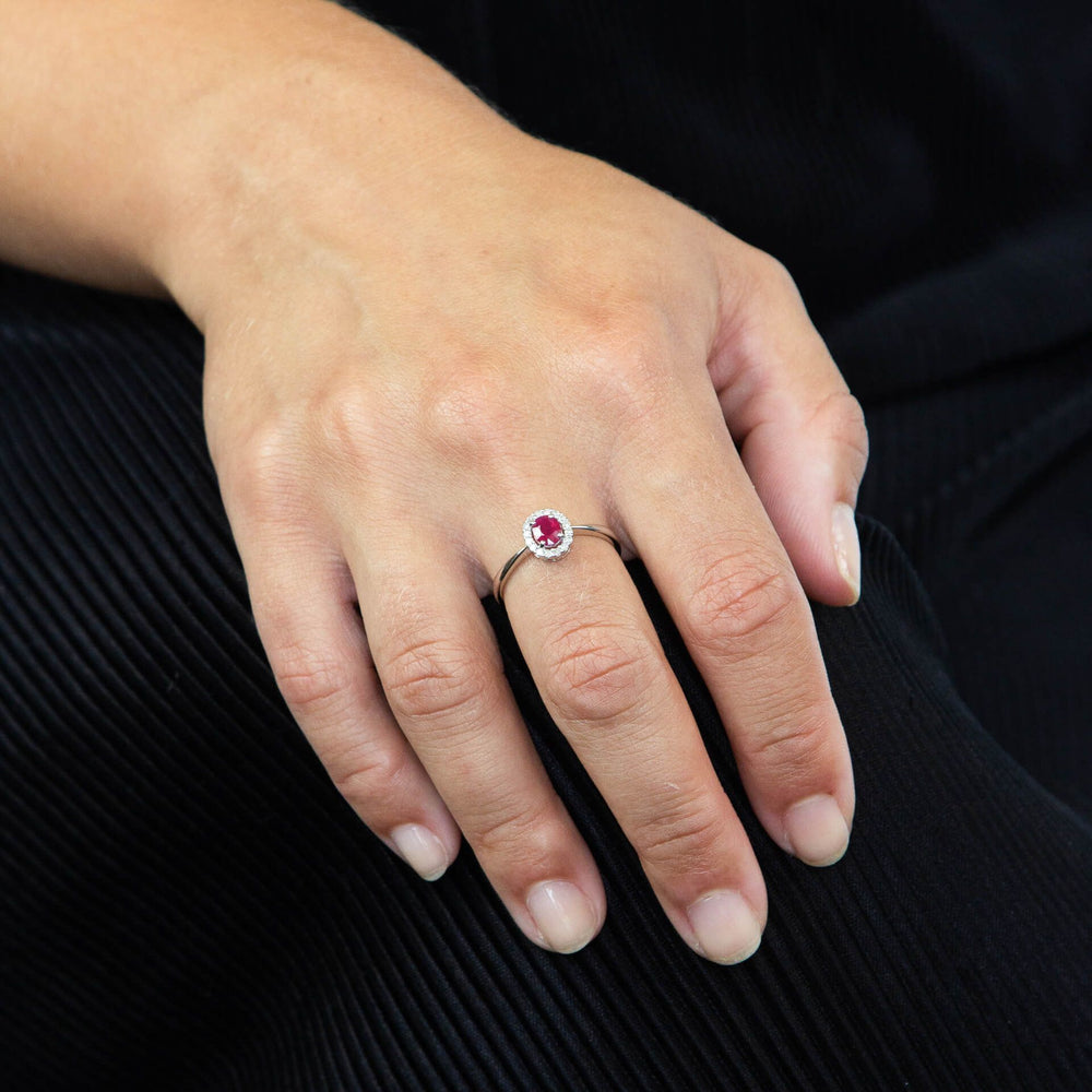 9ct White Gold Ruby & Diamond Ring