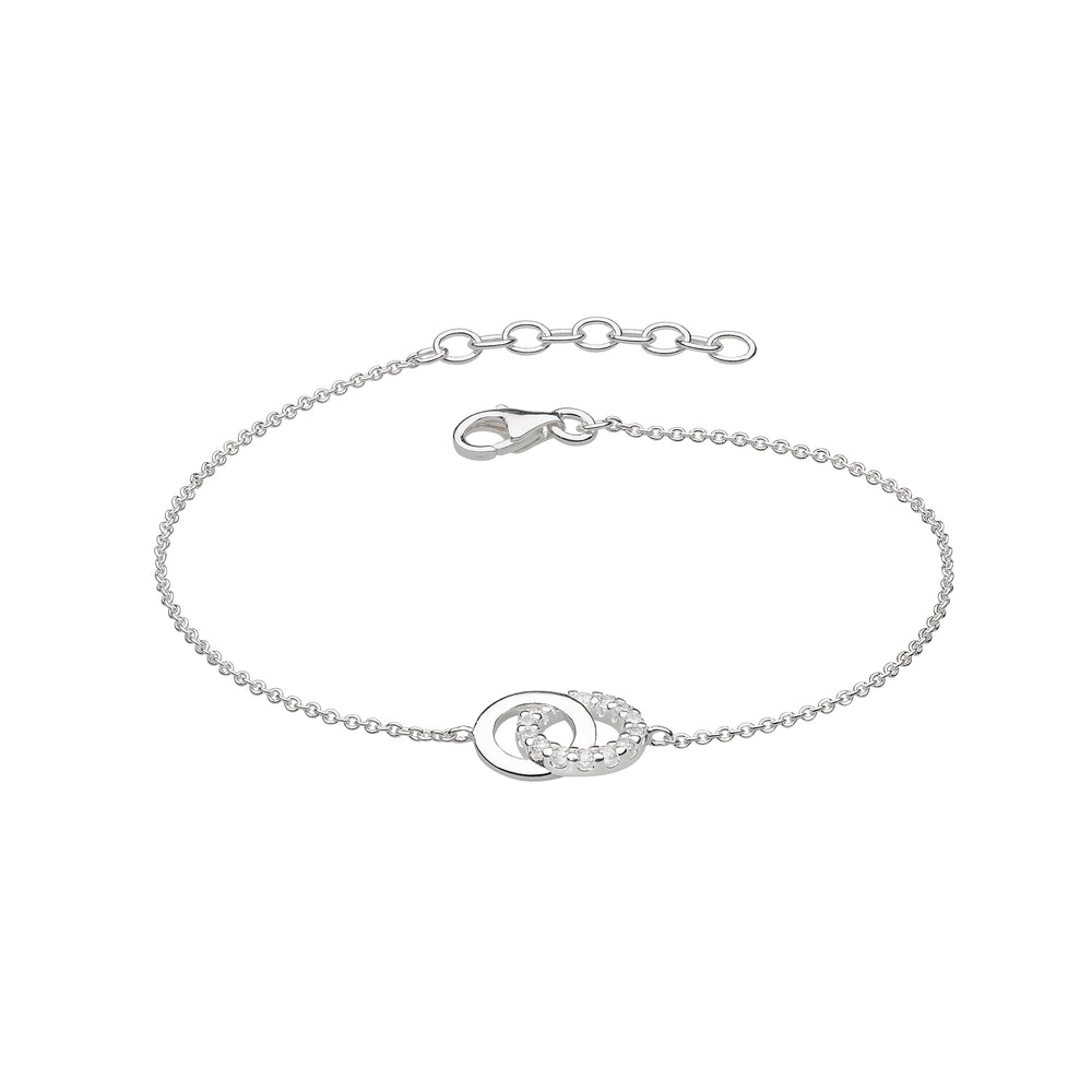 Sterling Silver Double CZ Circle Bracelet