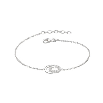 Sterling Silver Double CZ Circle Bracelet