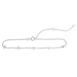 Sterling Silver Heart Station 8” Bracelet