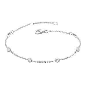 Sterling Silver CZ Scattered Chain Bracelet