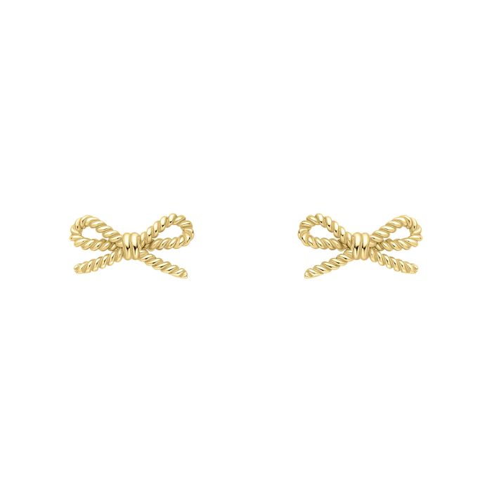 9ct Yellow Gold Rope Bow Stud Earrings