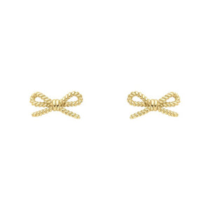 9ct Yellow Gold Rope Bow Stud Earrings