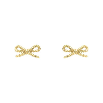 9ct Yellow Gold Rope Bow Stud Earrings