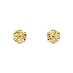 9ct Yellow Gold Romantic Floral Stud Earrings