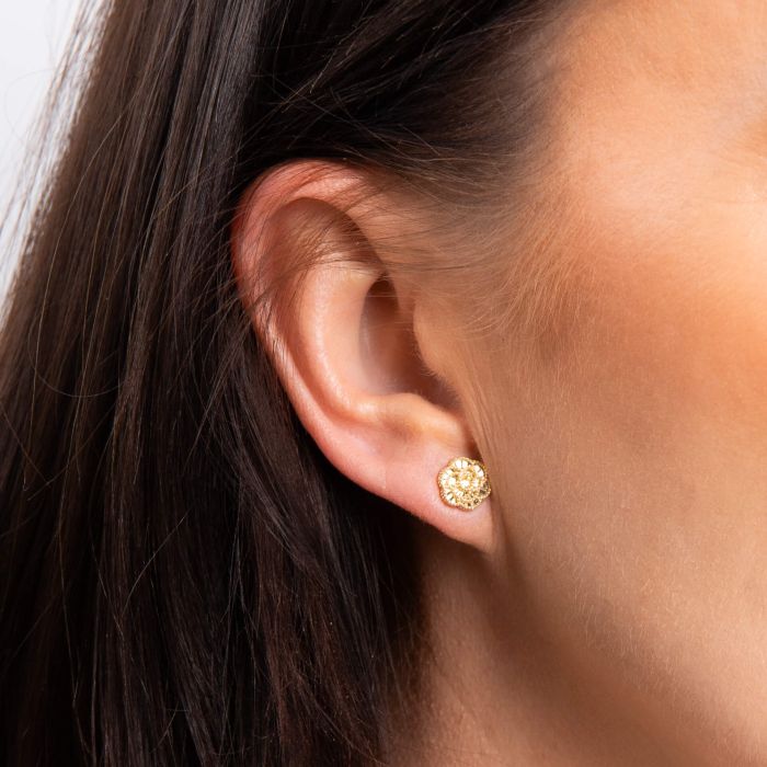 9ct Yellow Gold Romantic Floral Stud Earrings