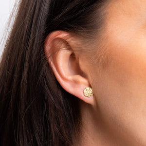 9ct Yellow Gold Romantic Floral Stud Earrings