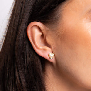 9ct Yellow Gold Petal Set Pearl Stud Earrings