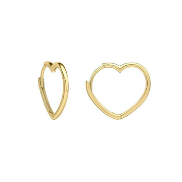 9ct Yellow Gold Open Heart Hoop Earrings
