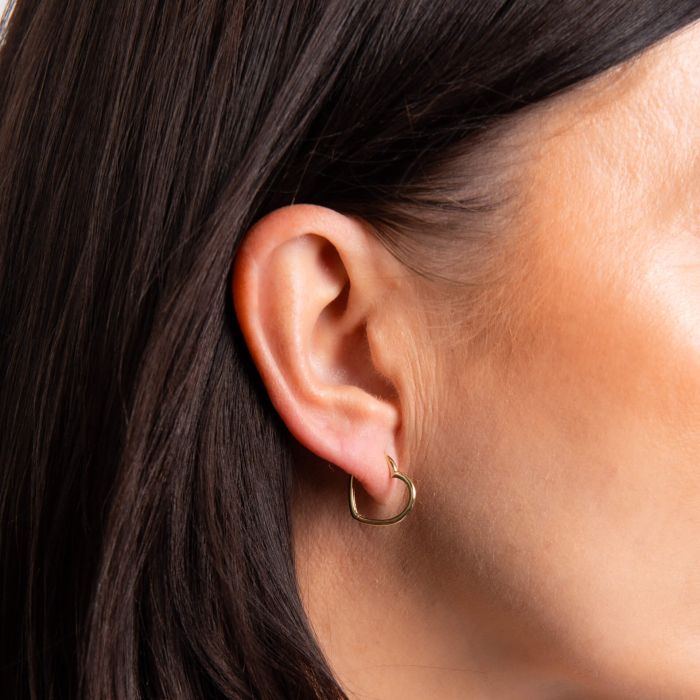 9ct Yellow Gold Open Heart Hoop Earrings