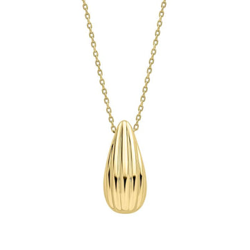 9ct Yellow Gold Ridged Teardrop Necklace