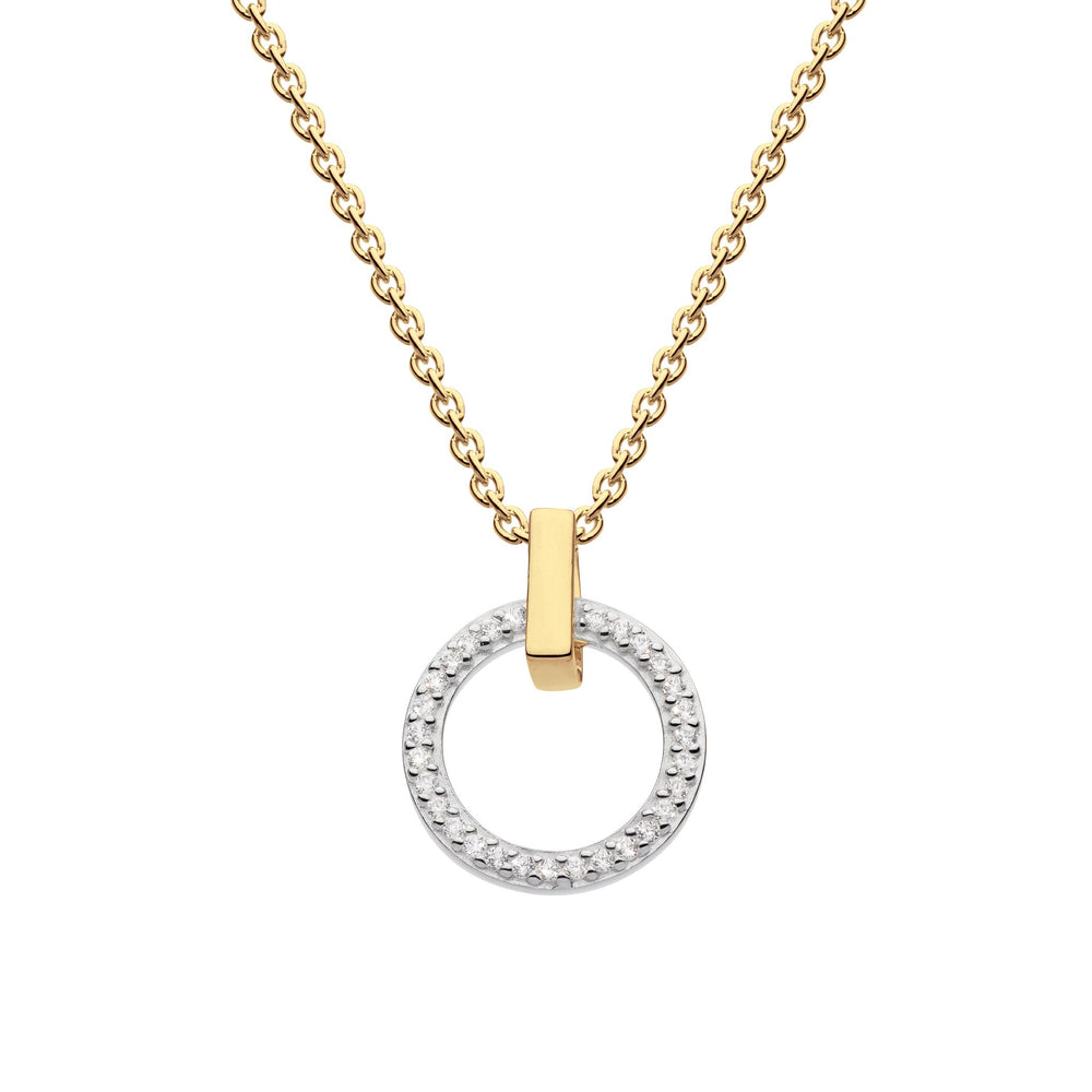 Sterling Silver & 9ct Gold Plate Open Circle Bar 18” Necklace